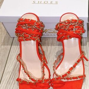 New Mata Shoes Red Chain Heels